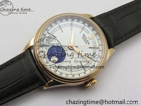 1229 Cellini 50535 Moonphase RG GMF Best Edition White Dial on Brown Leather Strap A Lightweight 2634